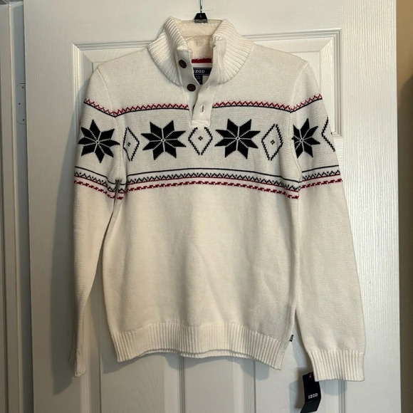 Izod NWT women’s ivory knit sweater with button collar size large - Picture 2 of 8
